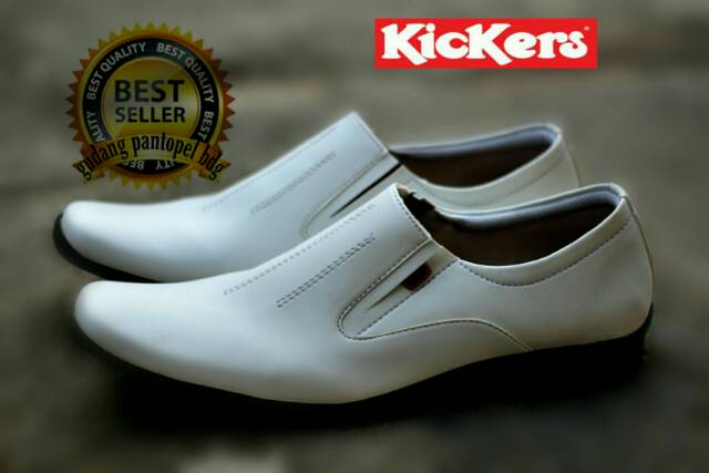 SEPATU KICKERS PANTOFEL STEVEN KULIT SWEDIA WARNA PUTIH PILIHAN KERJA