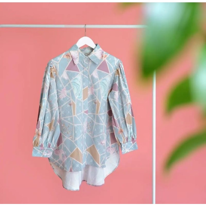 PRELOVED ASTERA  TOP JADE BUTTONSCARVES x RIAMIRANDA