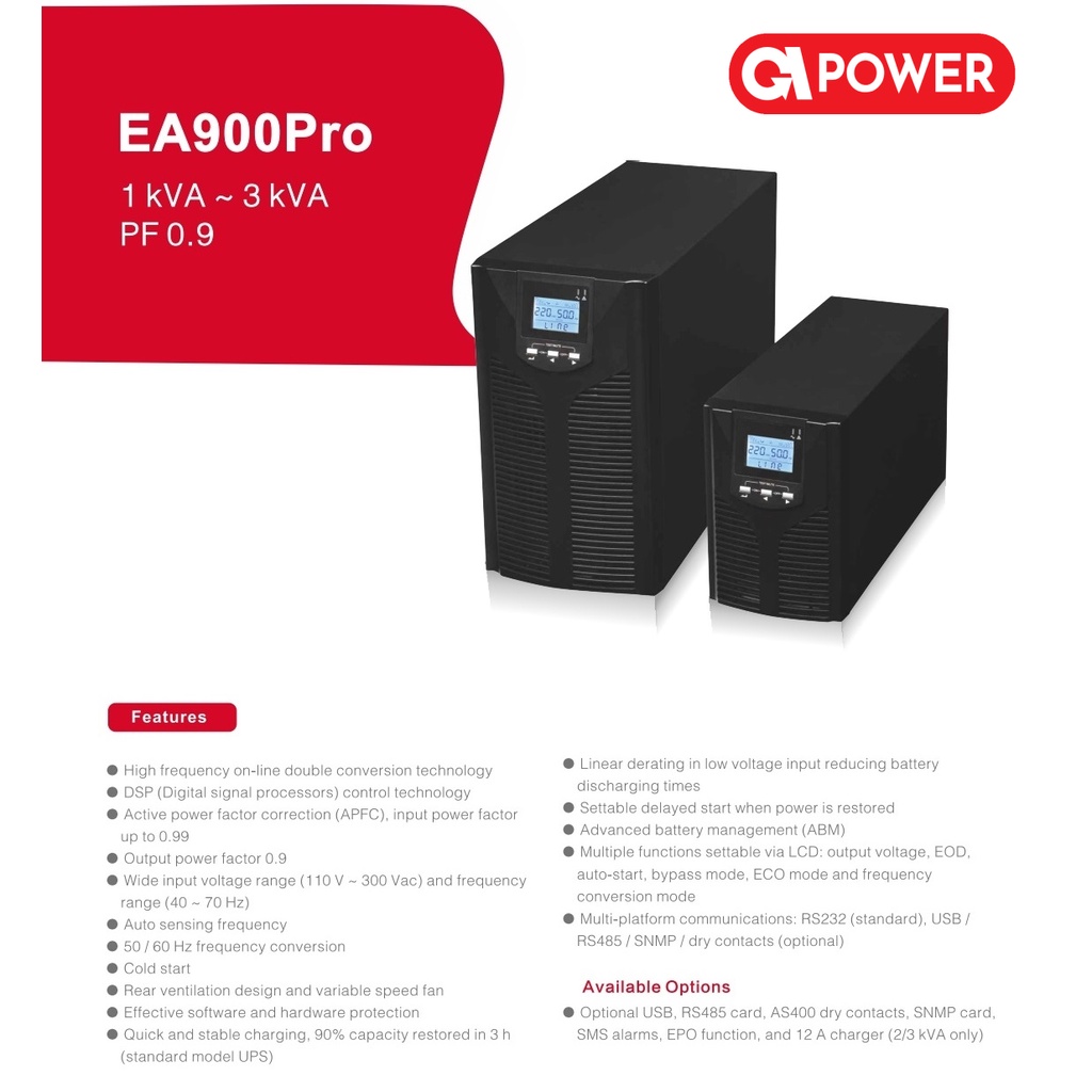 UPS GPOWER GP901 1kva 900 watt + AVR Stabilizer UPS LCD Online 1000va
