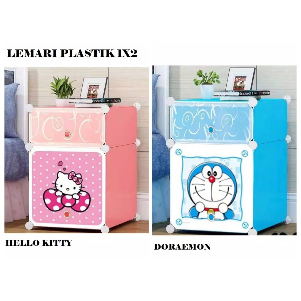 READY TOCK - Lemari Plastik Bedside Table 2 Pintu Anti-air / LEMARI BADSAID / LEMARI MINI - SHENAR