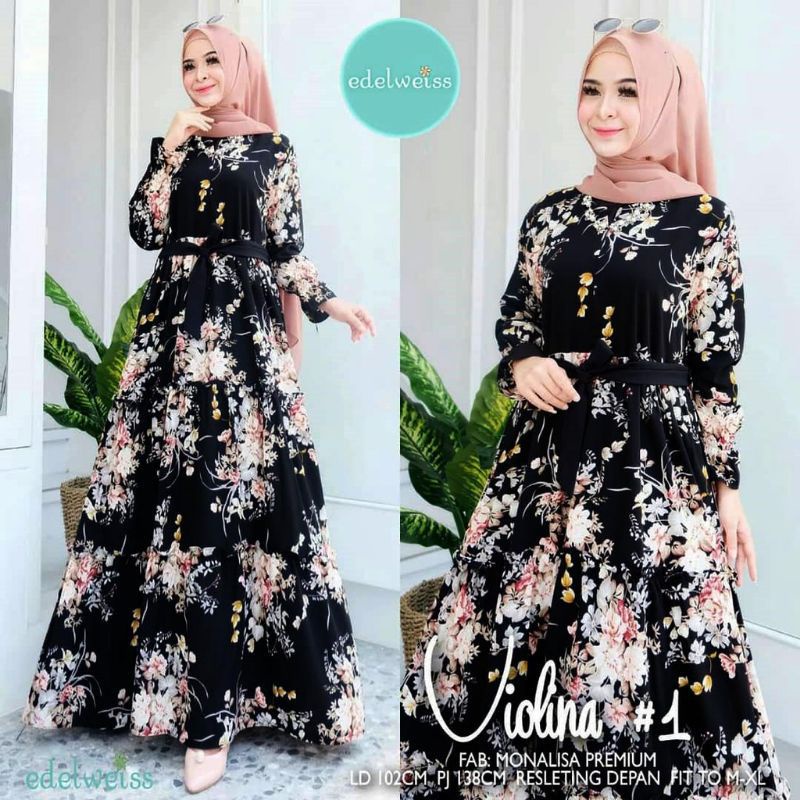 GAMIS MUSLIM JUMBO MOTIF BUNGA SAKURA TERBARU 2022 BAHAN KATUN