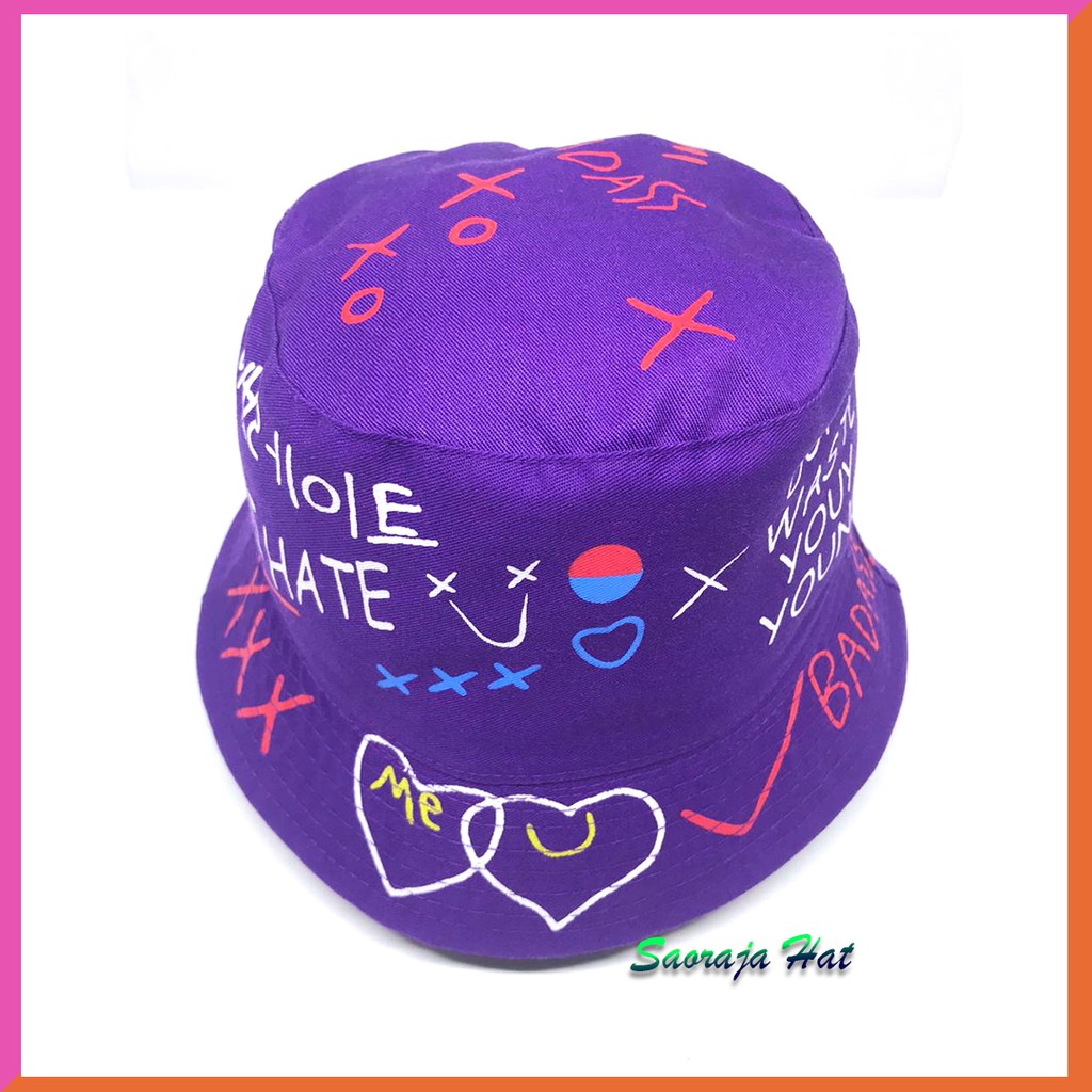 TOPI BUCKET ANAK MOTIF BADAS BAHAN AMERICAN DRILL