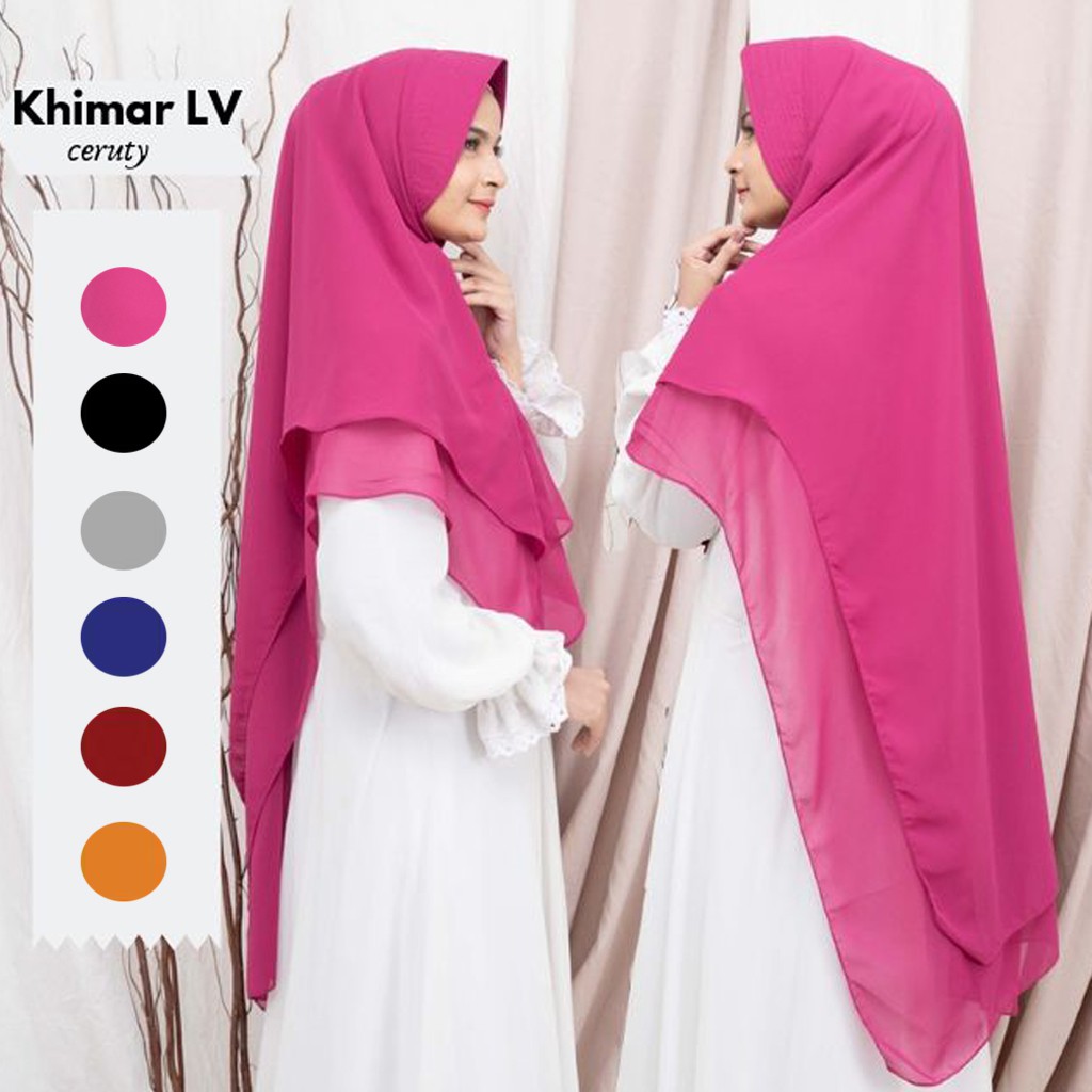 KHIMAR CERUTY PREMIUM 2 LAYER/KHIMAR INSTAN CERUTY/KERUDUNG CERUTY 2 LAYER JUMBO/HIJAB SYARI TERLARIS KHIMAR LV