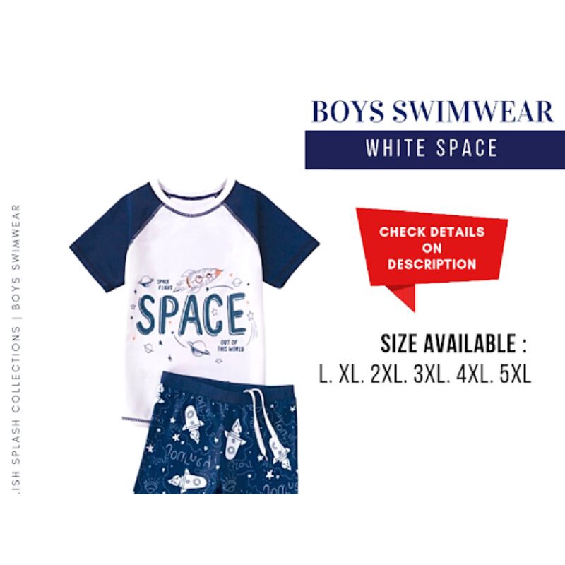 Baju Renang SPACE WHITE / Pakaian Renang Anak Laki / SWIM WEAR