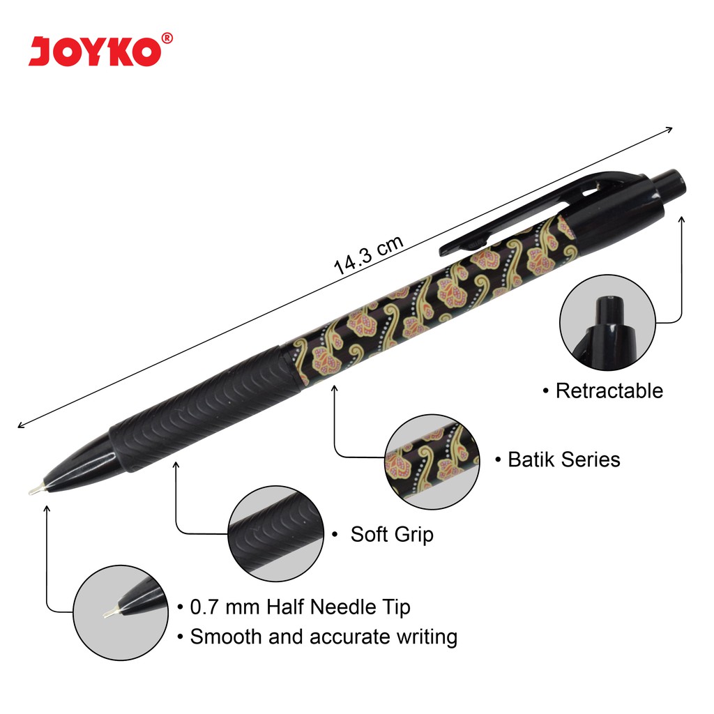 

Pulpen Joyko Culture Batik BP 184 / Ball Pen BP-184 Hitam Batik 0.7 mm / Ballpen Cetek