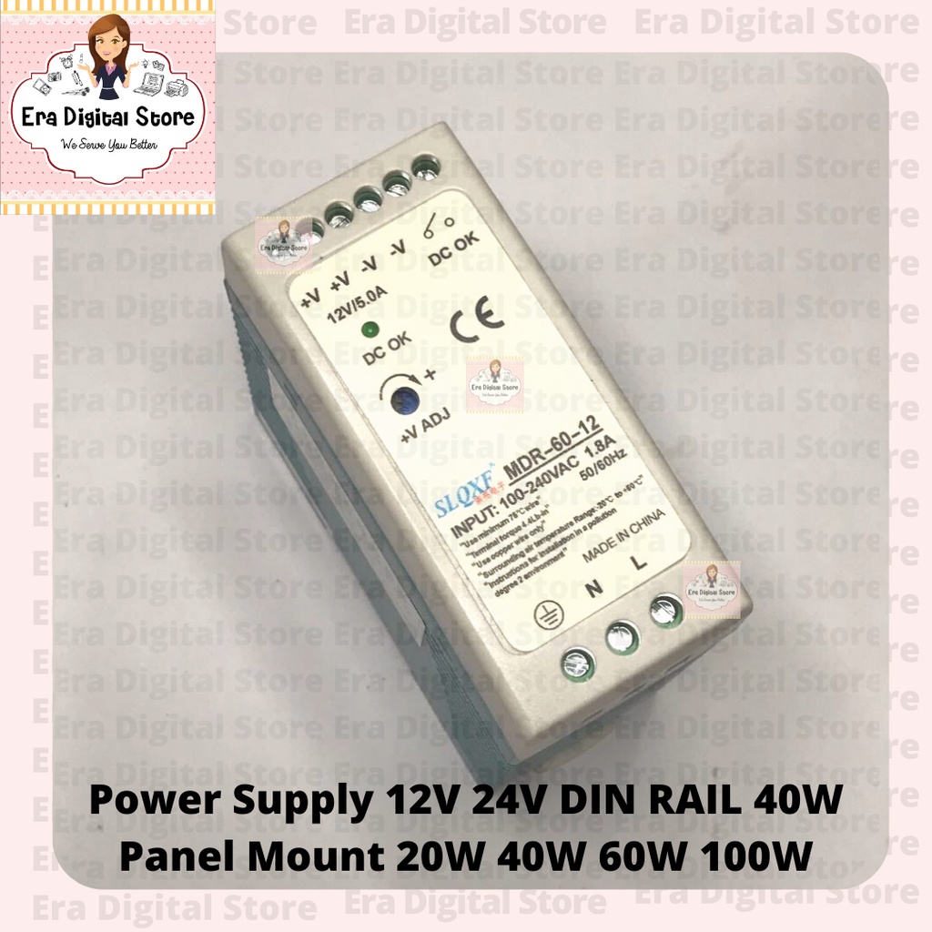 Power Supply 12V 24V DIN RAIL 40W Panel Mount 20W 40W 60W 100W