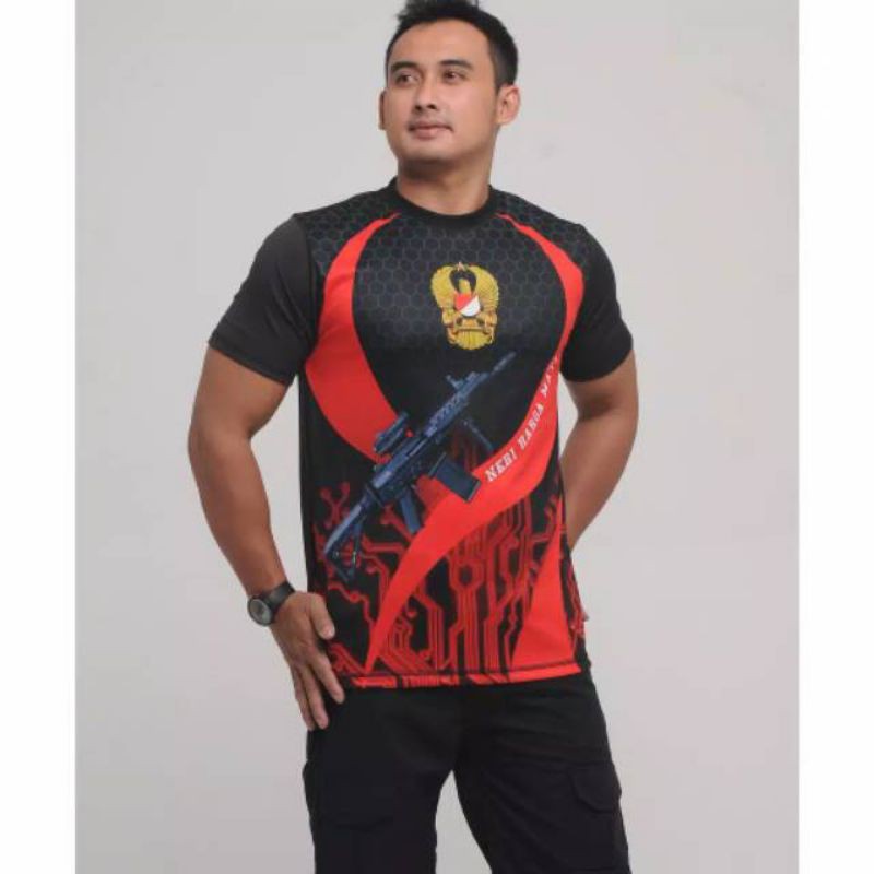Kaos tentara merah TNI AD/ Pakaian kaos Olahraga pria tentara TNI AD Pria
