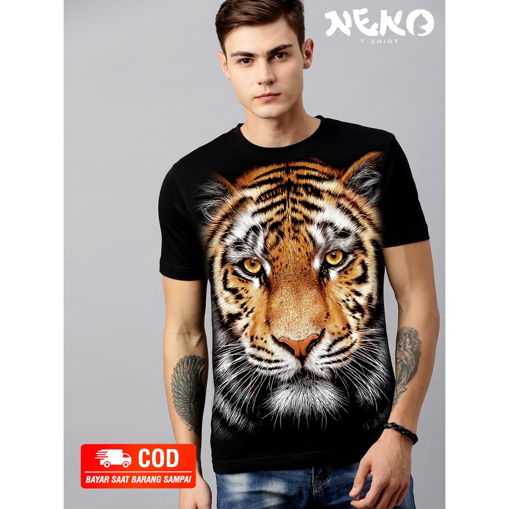 Toko Neko/ kaos motif macan / singlet pria / kaos pria distro 3d