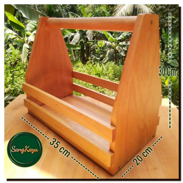 BIG Multi-purpose Wooden Carrier 35x20x30cm keranjang kayu serbaguna