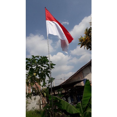 Bendera merah putih berikut tiang pipa stenlis 3 meter anti karat