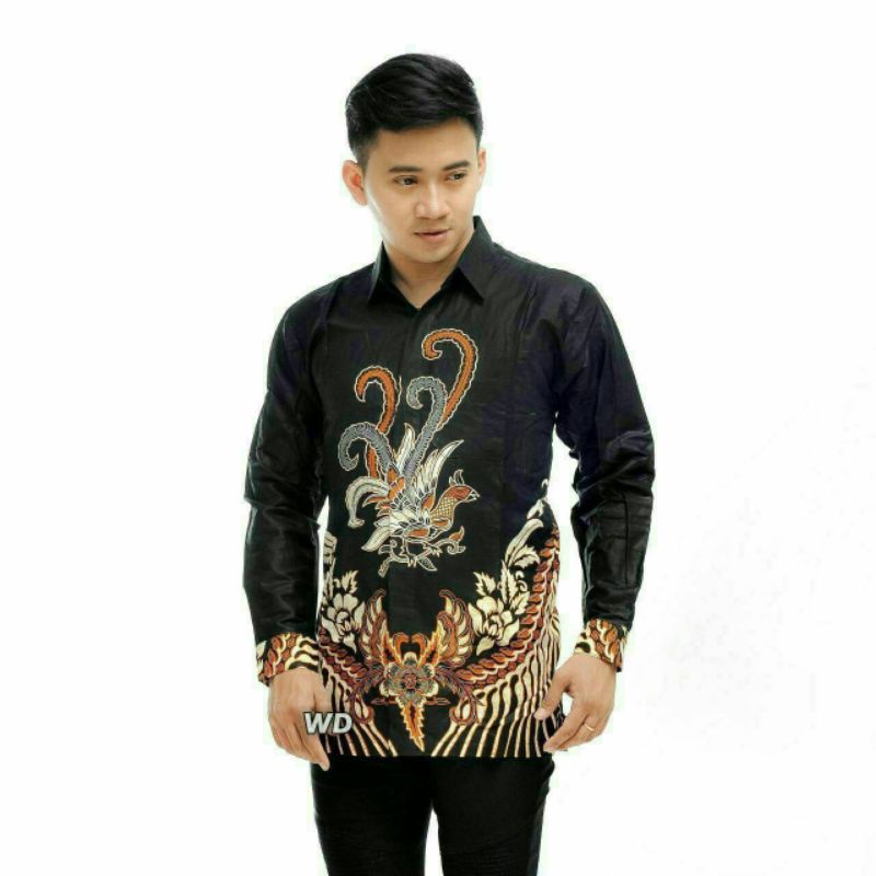 Batik Pria Lengan Panjang BATIK AZMIL HRB026 motif KERATONAN Kode 002 size M L XL Reguler