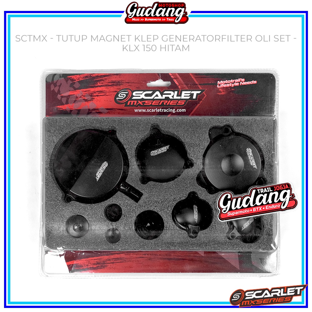 Cover Tutup Magnet Klep Generator Filter Oli Full Set Scarlet Racing KLX 150