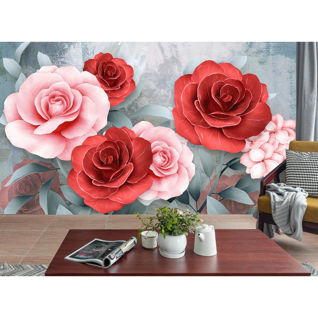 WALLPAPER 3D WALLPAPER CUSTOM WALLPAPER BUNGA MAWAR VARIASI