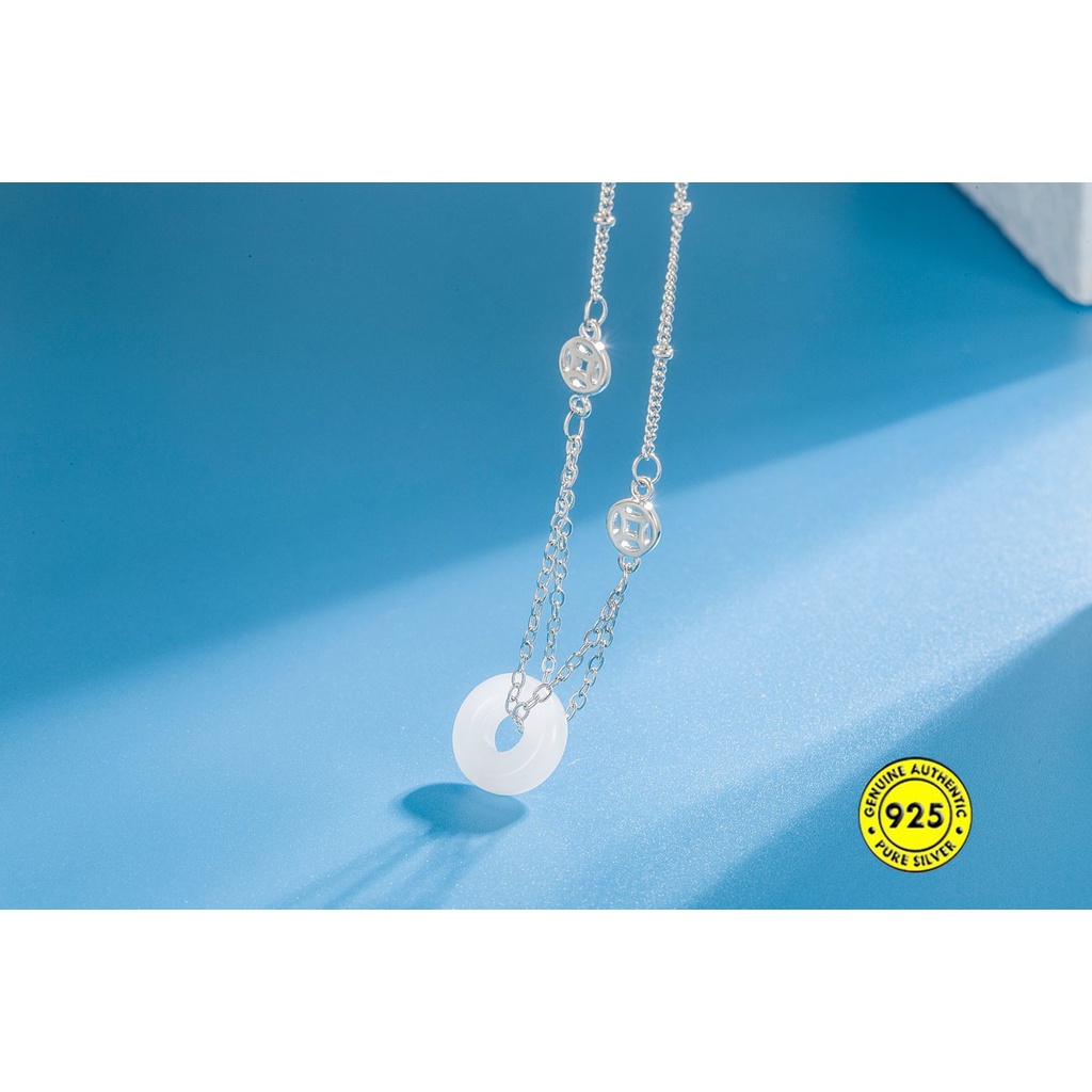 Kalung Giok Bahan S925 Silver Tahan Air Anti Karat Anti Alergi Untuk Wanita