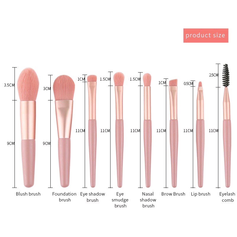 KUAS BLUSH ON ISI 8 SET KUAS MAKE UP 8IN1 BRUSH LENGKAP KUAS MAKE UP 8 IN 1