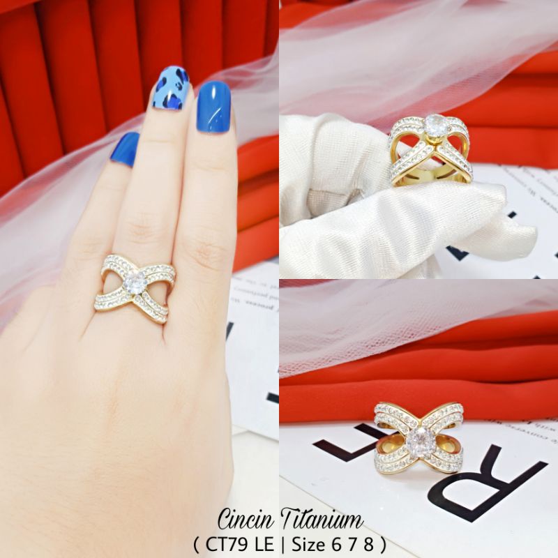 Cincin Titanium Wanita Anti Karat CT74-79 LE