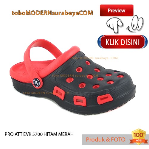 PRO ATT EVK 5700 HITAM MERAH sandal anak sandal bakpao ringan