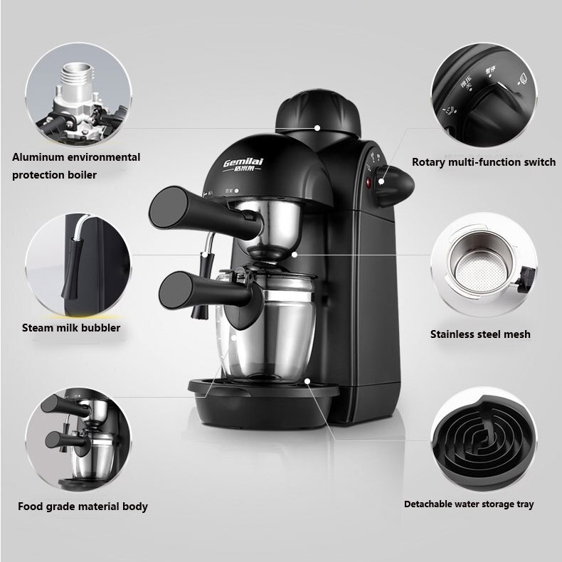 Mesin Kopi Gemilai Semi Automatic Espresso Coffe Machine 240ml CRM2008