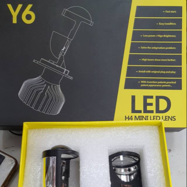 LAMPU HEADLAMP LED MINI PROYEKTOR H4 5500K