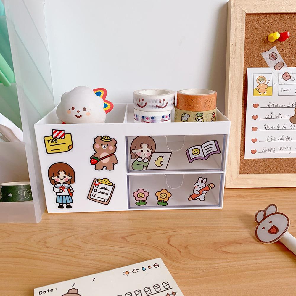 [littlecrab] Stiker 2d Tumblr Aesthetic Sticker PVC Korean Cute Girl Love Bear Stiker Lucu Dekorasi Gelas Diary DIY Ins Stationary Kit