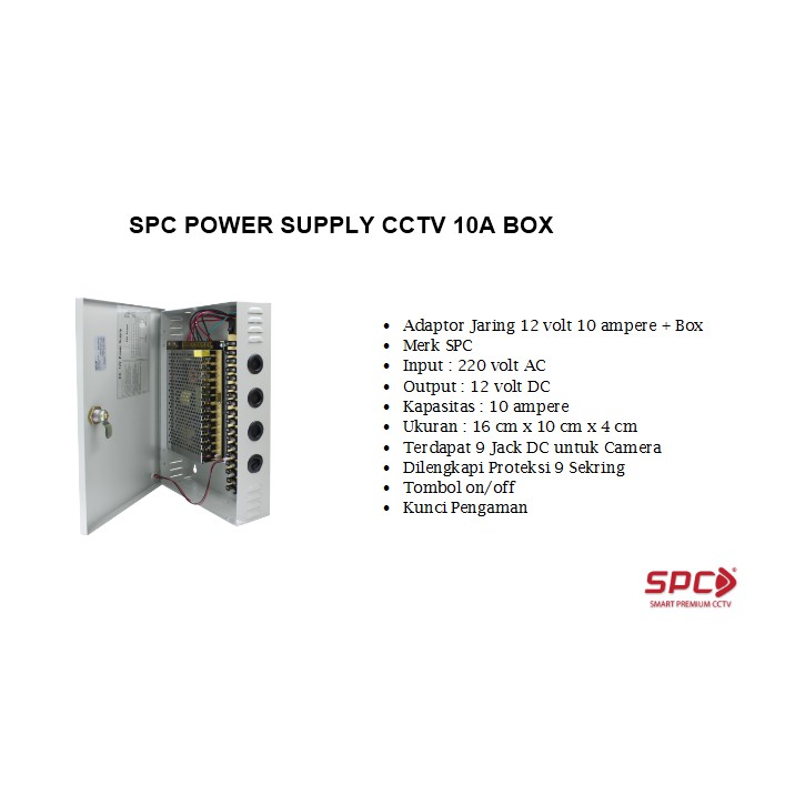 SPC POWER SUPPLY CCTV 10A BOX