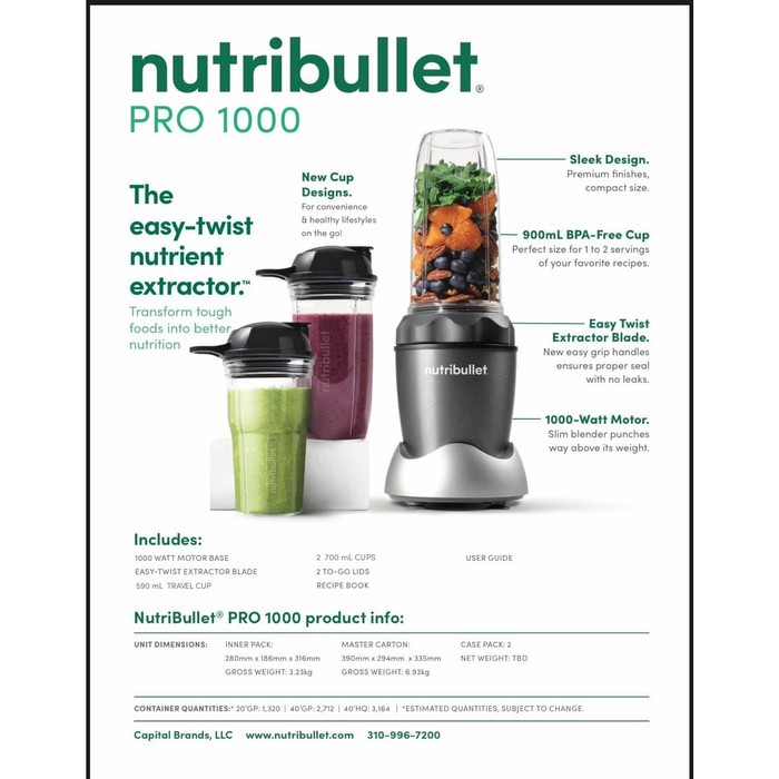 Nutribullet Pro 1000 W 8-Pc Dark Gray