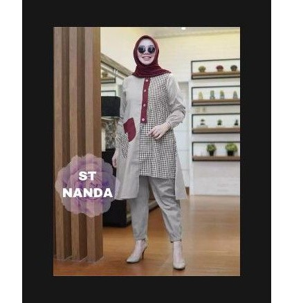 STELAN TUNIK NANDA/TUNIK KEKINIAN/PAKAIAN MUSLIMAH/TUNIK ATASAN CELANA/TUNIK TERBARU 2021