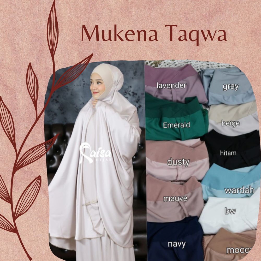 Mukena telekung taqwa exclusive bahan satin silk armani Ori raisa Hijab mungkena dewasa polos