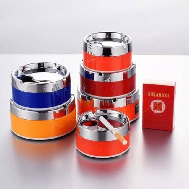 Asbak Stainless 3 SIZE in 1set Impor Asbak Rokok (Putar Buka Tutup)
