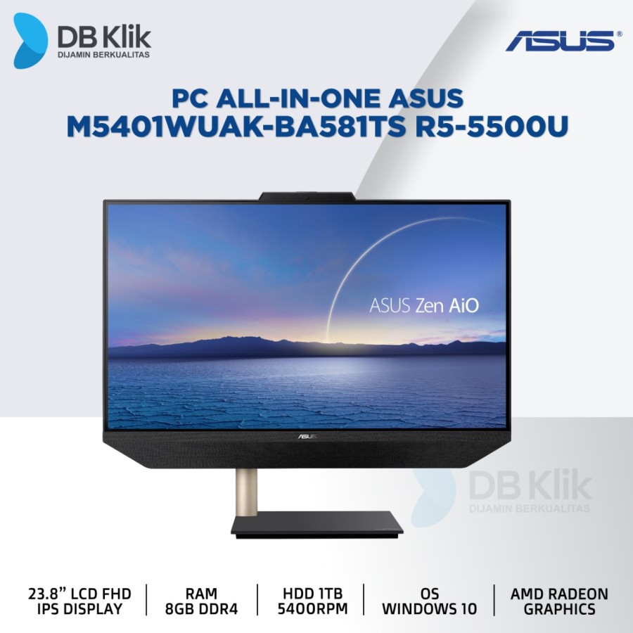 PC AIO ASUS M5401WUAK-BA581TS R5-5500U 8GB 1TB No DVD W10+OHS 23.8"
