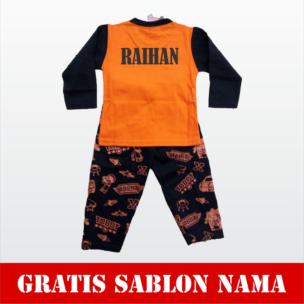 Baju Anak Setelan Tobot Panjang Kaos Anak Laki-Laki Perempuan Murah FREE Custom Nama