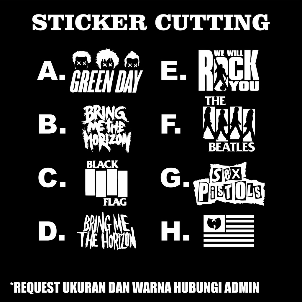 STICKER CUTTING LOGO LOGO BAND GREEN DAY,THE BEATLES DLL