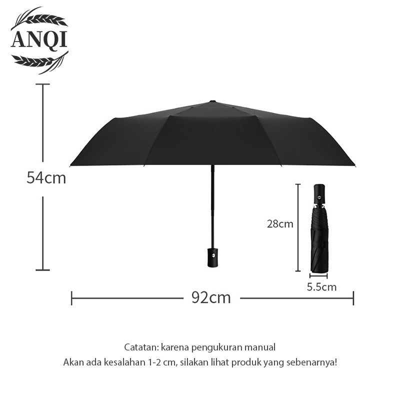 ANQI 1888 Payung Lipat Dengan Tombol Otomatis High Quality Portabel Simple Elegan TUTUP LIPAT TIGA ANTI UV VS-106