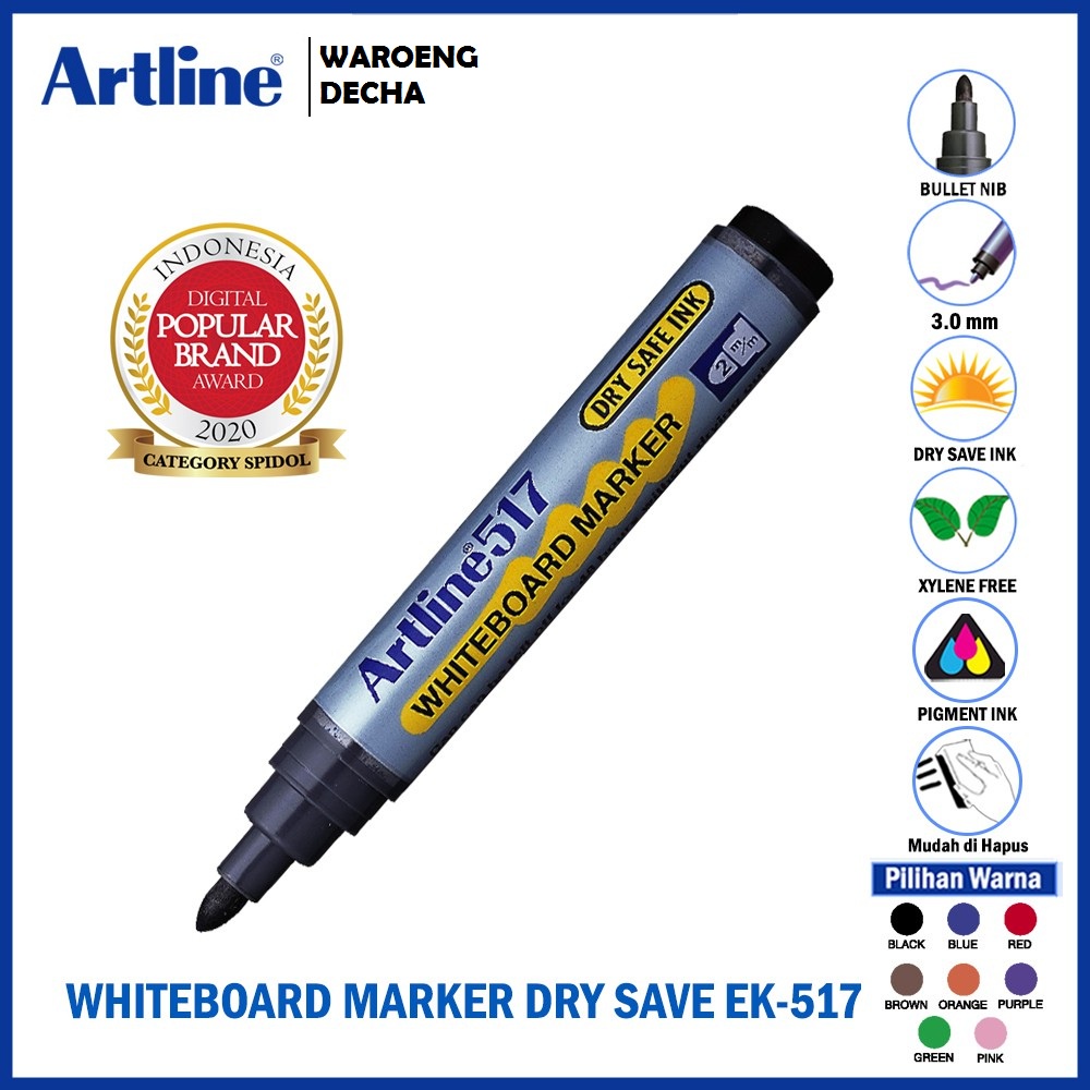 

Spidol Papan Tulis Artline 517W/B Marker (dry safe) EK-517