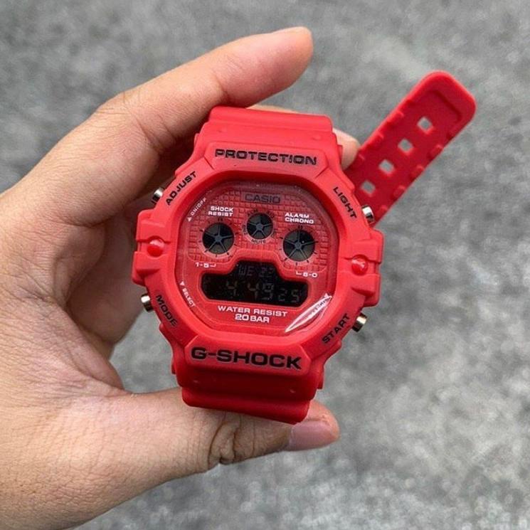 New JAM TANGAN G SHOCK Digital BABY G GLX5600 DW-5600 5900 RUBBER MERAH DIGITAL