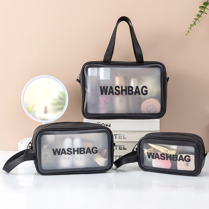 INFY - R526 Tas Kosmetik Transparan Washbag Anti Air / Tas Travel Toiletry Bag Waterproof - Pouch Make Up Toiletries - Tas Sabun Peralatan Mandi Travel