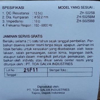 Spool speaker Horn TOA ZG30DA untuk Zh5025B zh5025BM corong ZG30 DA