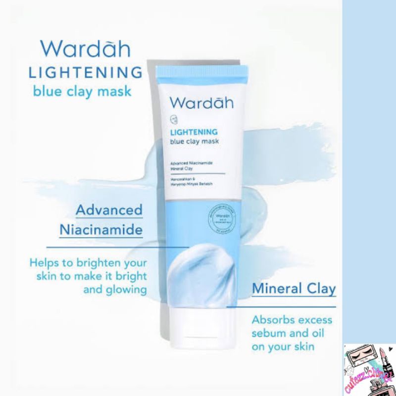 ☃Cutezz_Ching1☃Wardah Lightening Blue Clay Mask 50ml - advanced niacinamide ( mencerahkan)