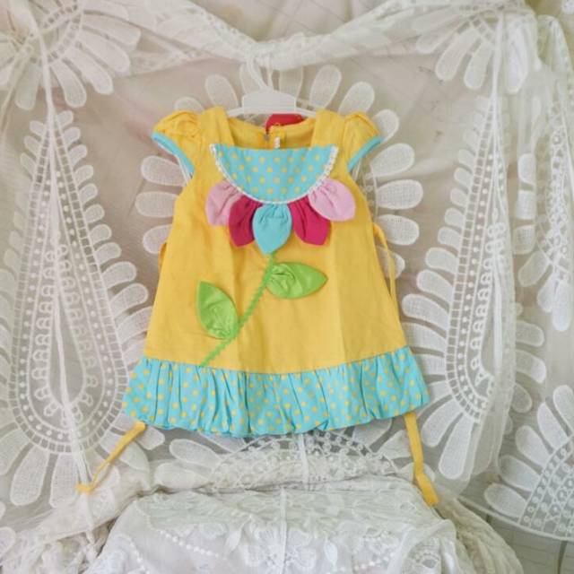 Baju Dress kuning warna warni colourful Anak Perempuan Murah
