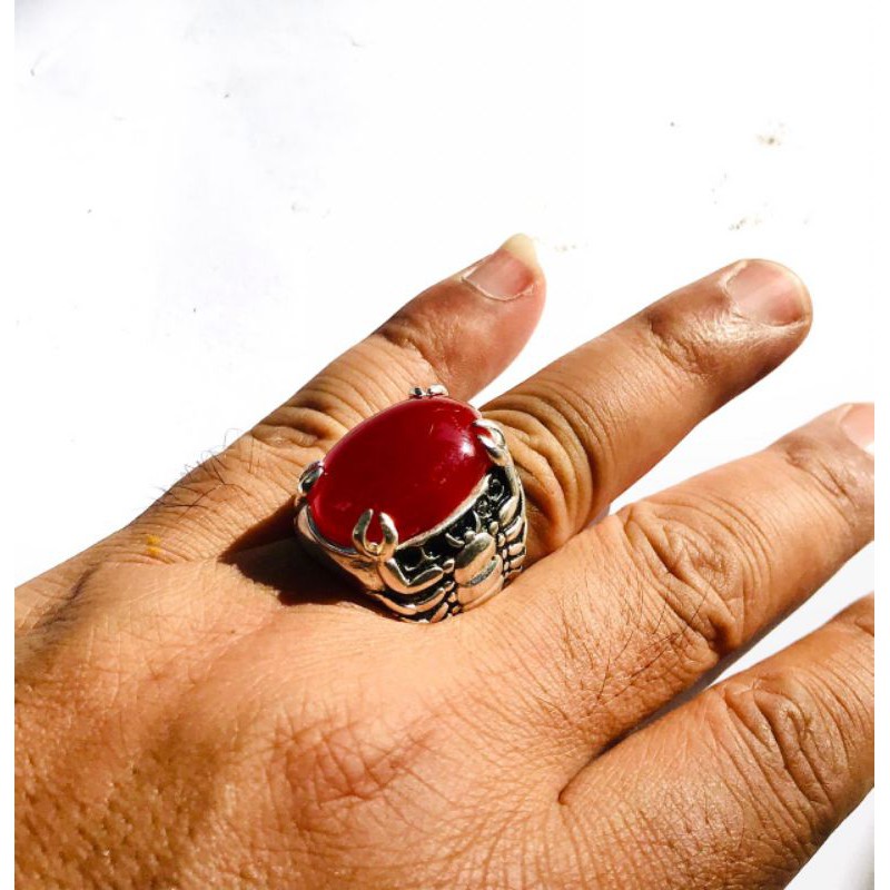 cincin batu akik model ikat scorpio kalajengking