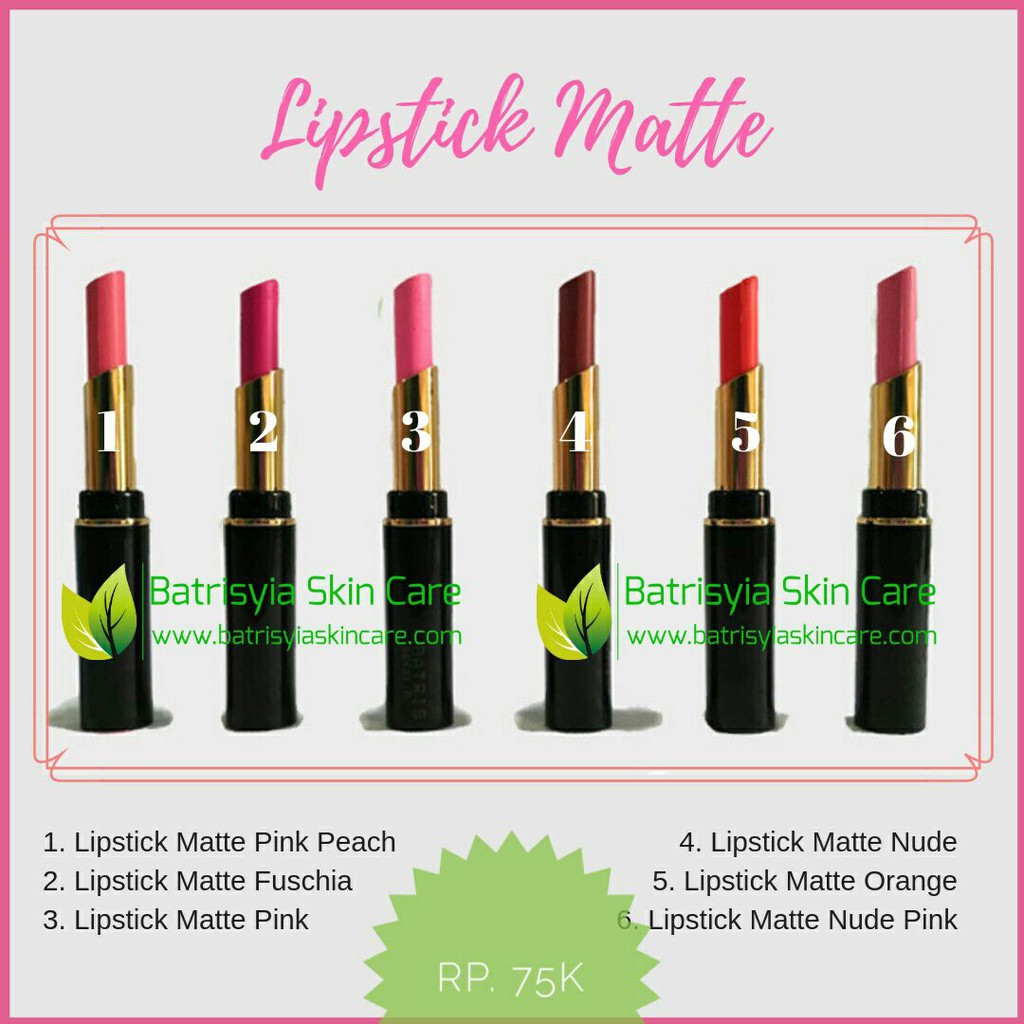 Batrisyia Lipstick Matte Pink Peach / Lipstik Premium Batris