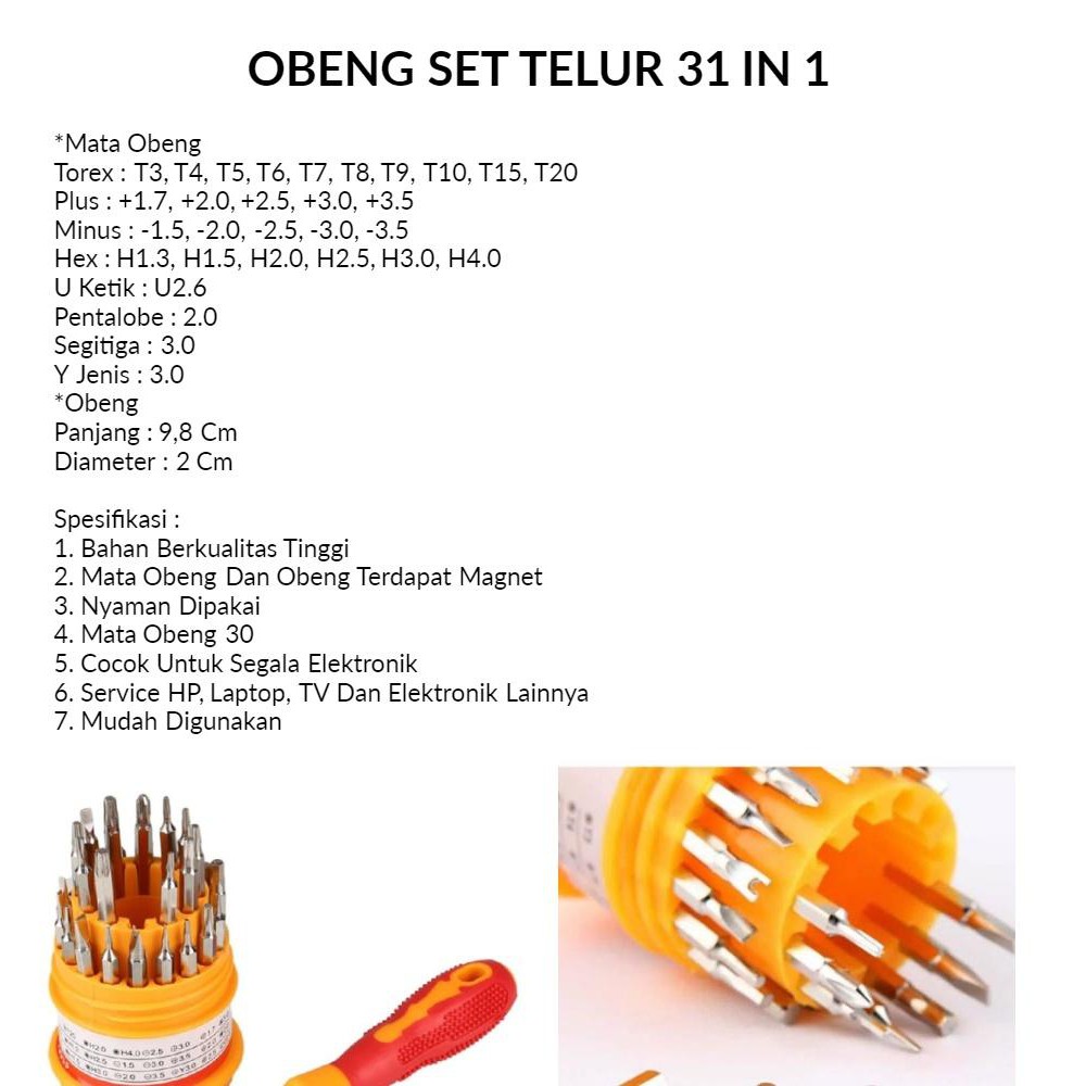 OBENG SET Multi 31 in 1 Screwdriver / obeng mini handphone elektronik HP laptop 31in1