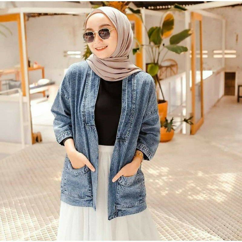 CARDIGAN JEANS//OUTER WANITA//CARDIGAN JEANS JUMBO