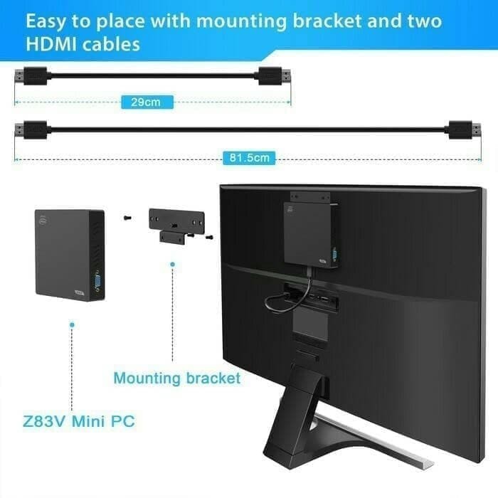 Mini PC Z83V Intel Atom X5-Z8350 Win10 4GB/64GB Dua Display HDMI & VGA