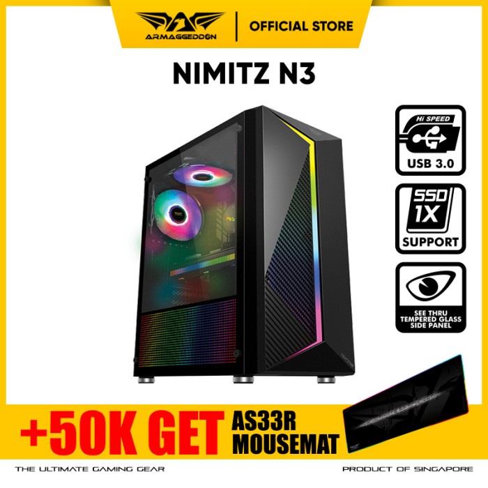 Armaggeddon Nimitz N3 Excellent ATX Gaming PC Case with RGB Lightning