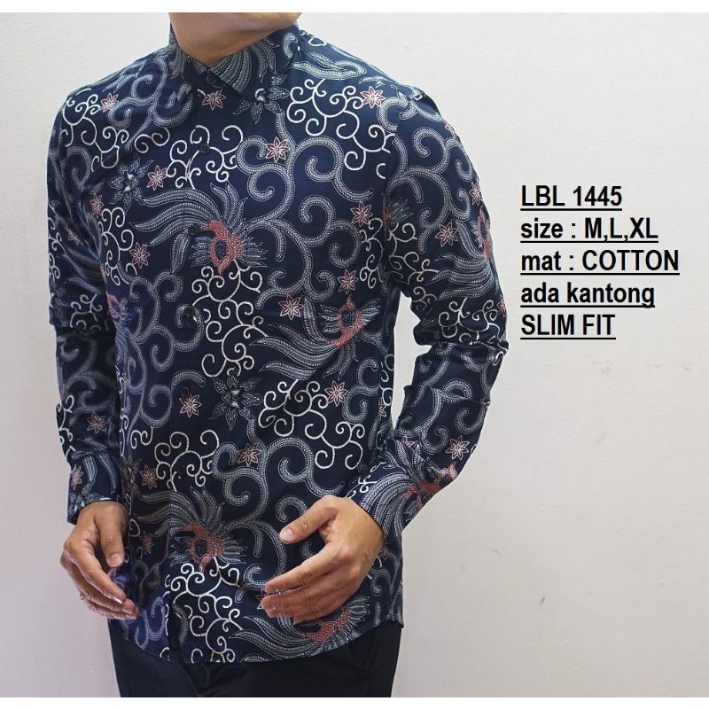 LBL 674 LUIGI BATIK PRIA SLIMFIT LENGAN PANJANG