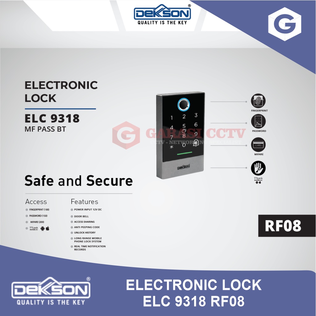 Electronic Lock Dekkson ELC 9318 MF PASS BT RF08