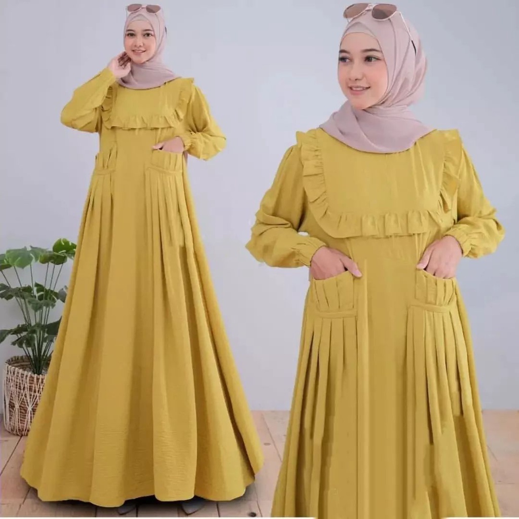 TERBARU- Neyda Dress Bahan Crinkle / Gamis Remaja Terbaru Bahan Crinkle Premium / Fashion Muslim Wanita Kekinian