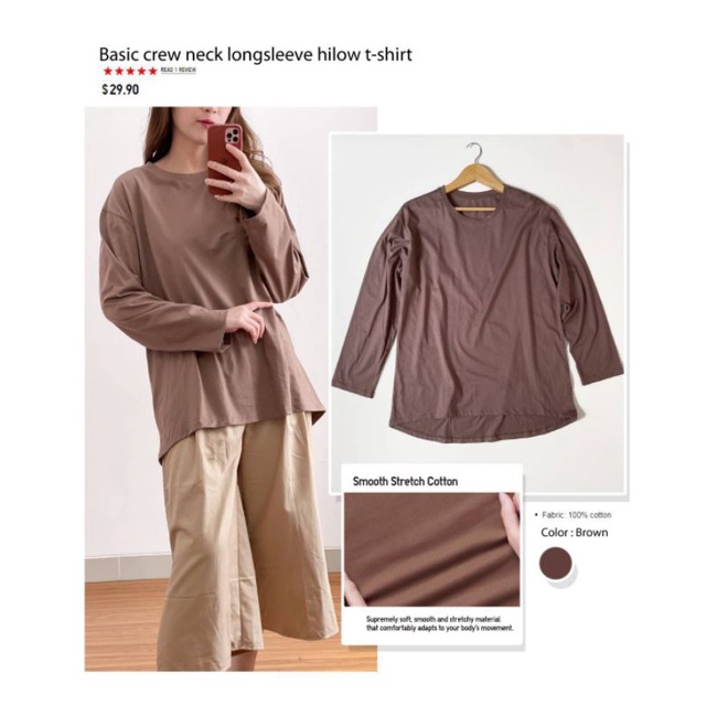 Uniqlo basic crew neck longsleeve hilow t shirt