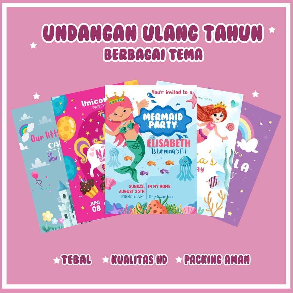 Jual Undangan Ulang Tahun Anak Custom / Birthday Card Invitation Tema